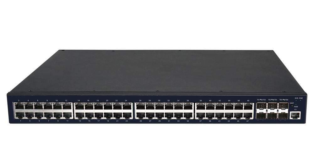 GL-SW-G304-54P - Управляемый PoE коммутатор NIKOMAX, L3 Stack, 48*100/1000 Мбит/с BASE-T 802.3af/at, 6*1/10 Гбит/с SFP+, 1* Консольный порт RJ45, PoE 740 Вт (2 блока питания)