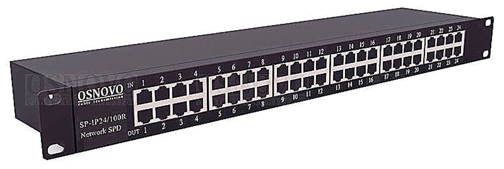 SP-IP24/100R Устройство грозозащиты для локальной вычислительной сети (скорость до 100 Мбит/с) на 24 порта.