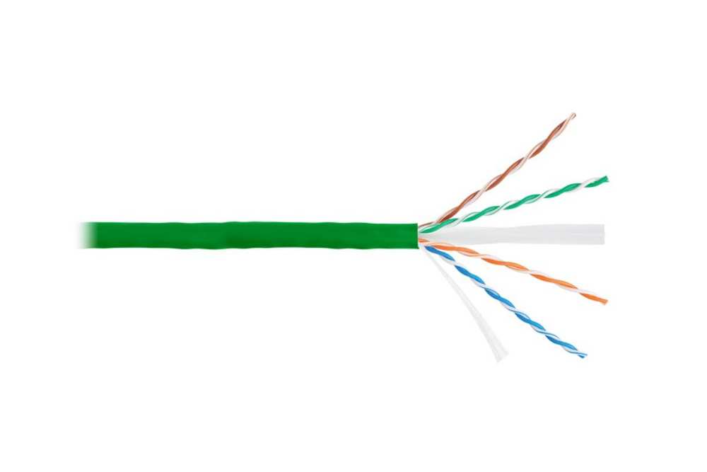 NMC 4140C-GN - Кабель NIKOMAX U/UTP 4 пары, Кат.6 (Класс E), тест по ISO/IEC, 250МГц, одножильный, BC (чистая медь), 23AWG (0,55мм), полимерный материал нг(А)-HF, внутренний, зеленый, 305м