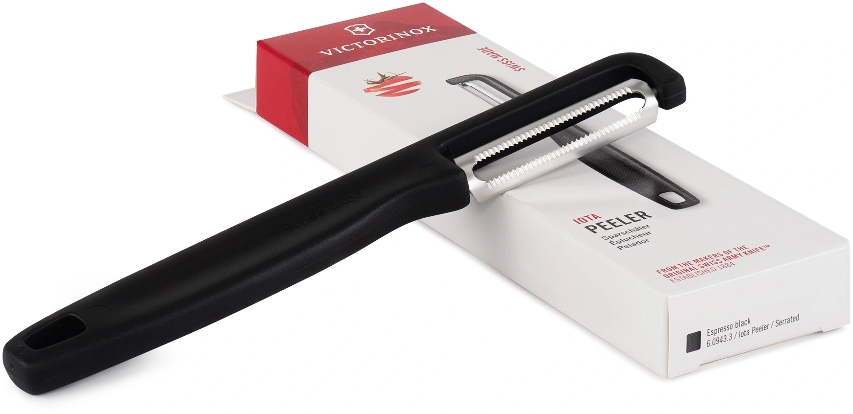 Овощечистка Victorinox Iotaс лезвием двухсторон. черный упак.:европодвес (6.0943.3)