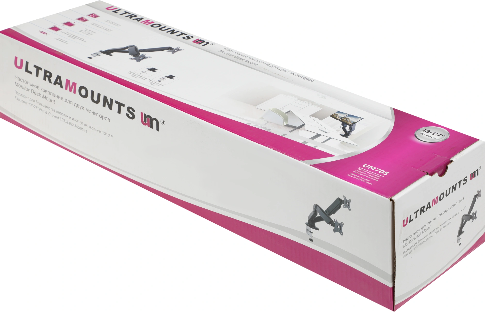 Кронштейн для мониторов Ultramounts UM705 черный 13"-27" макс.13кг настольный поворот и наклон верт.перемещ.