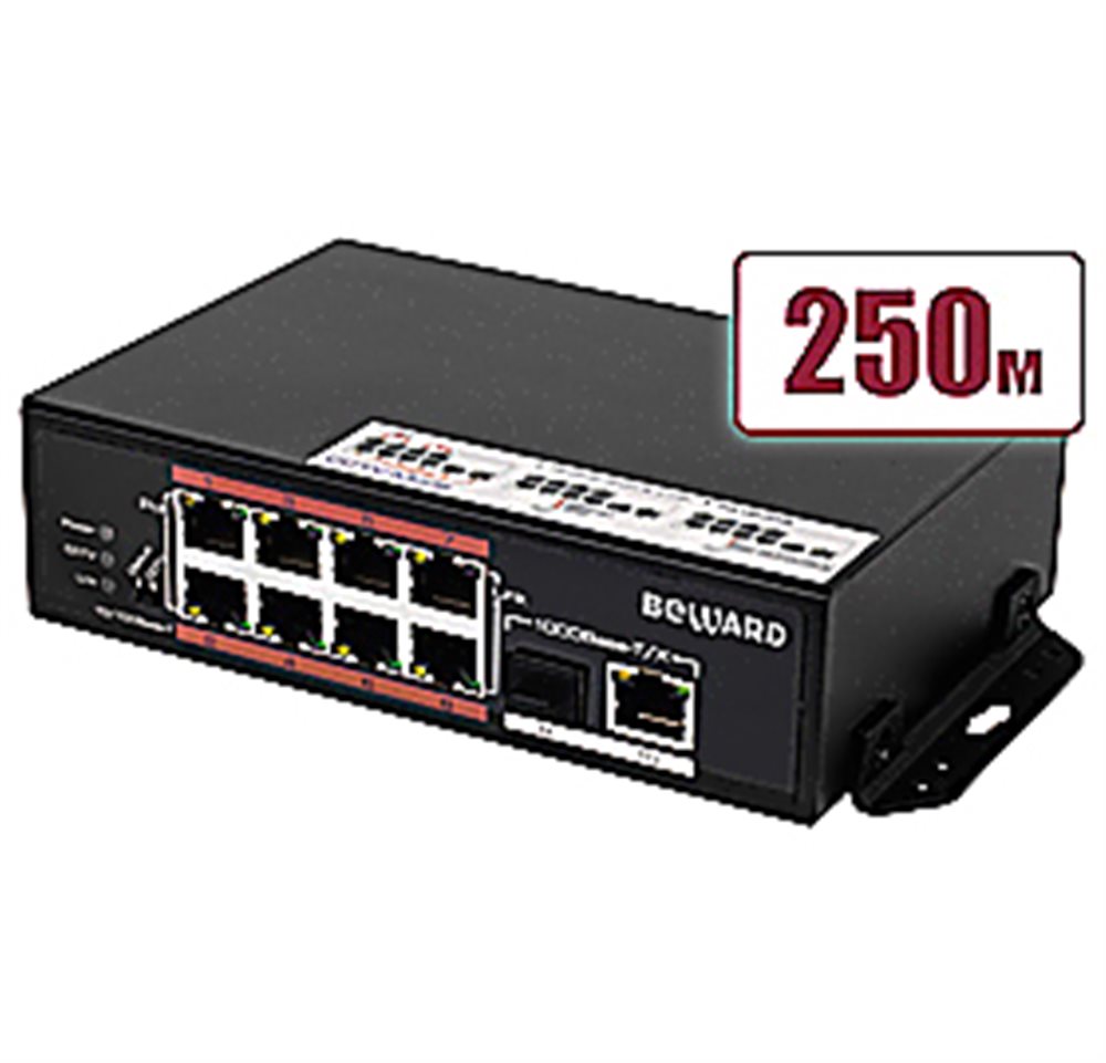STP-811HPS - Коммутатор неуправляемый, 8 портов 10/100 Мбит/с (все с поддержкой High PoE) + 1 порт 10/100/1000 Мбит/с + 1 порт 1000 Мбит/с SFP