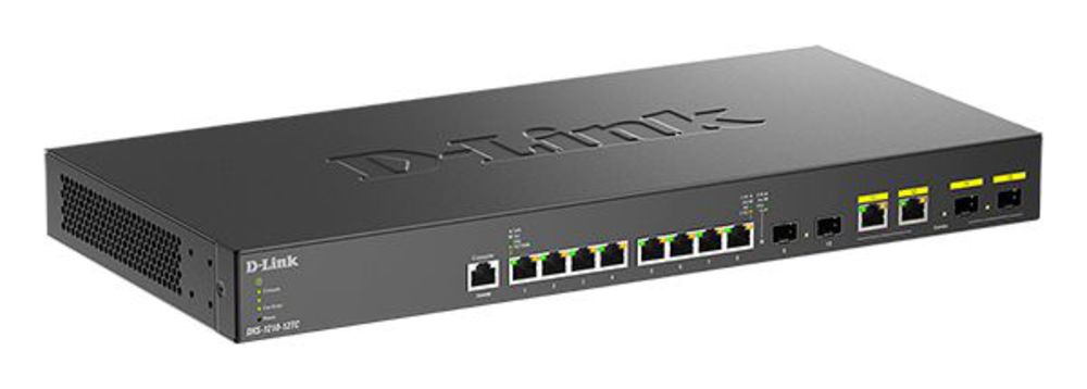 DXS-1210-12TC/B1A PROJ Настраиваемый L2+ коммутатор D-Link с 8 портами 10GBase-T, 2 портами 10GBase-X SFP+ и 2 комбо?портами 10GBase-T/SFP+