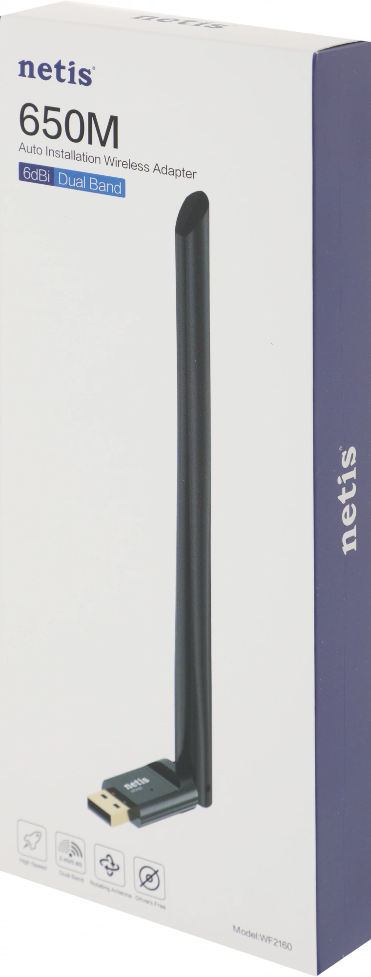 Сетевой адаптер Wi-Fi Netis WF2160 AC650 USB 2.0 (ант.внеш.несъем.) 1ант.