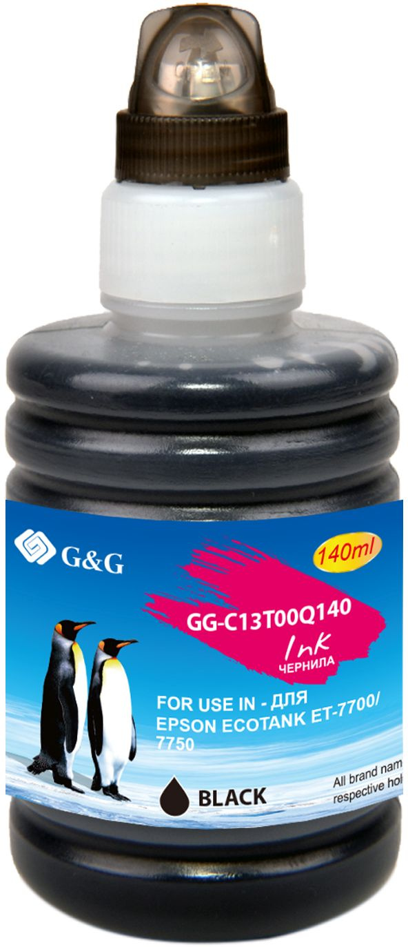 Чернила G&G GG-C13T00Q140 черный пигментный 140мл для Epson EcoTank 7700/7750