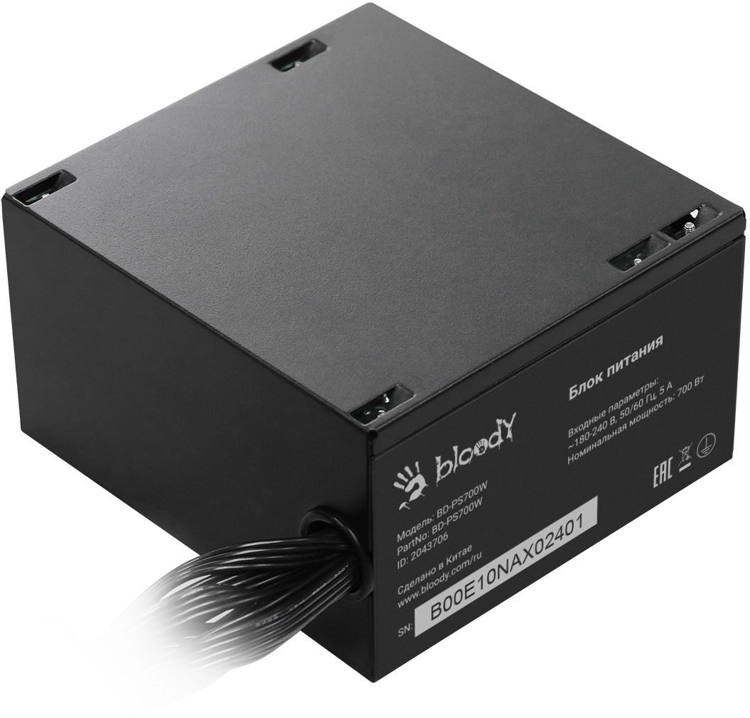 Блок питания Bloody ATX 700W BD-PS700W 80+ white (20+4pin) APFC 120mm fan 6xSATA RTL