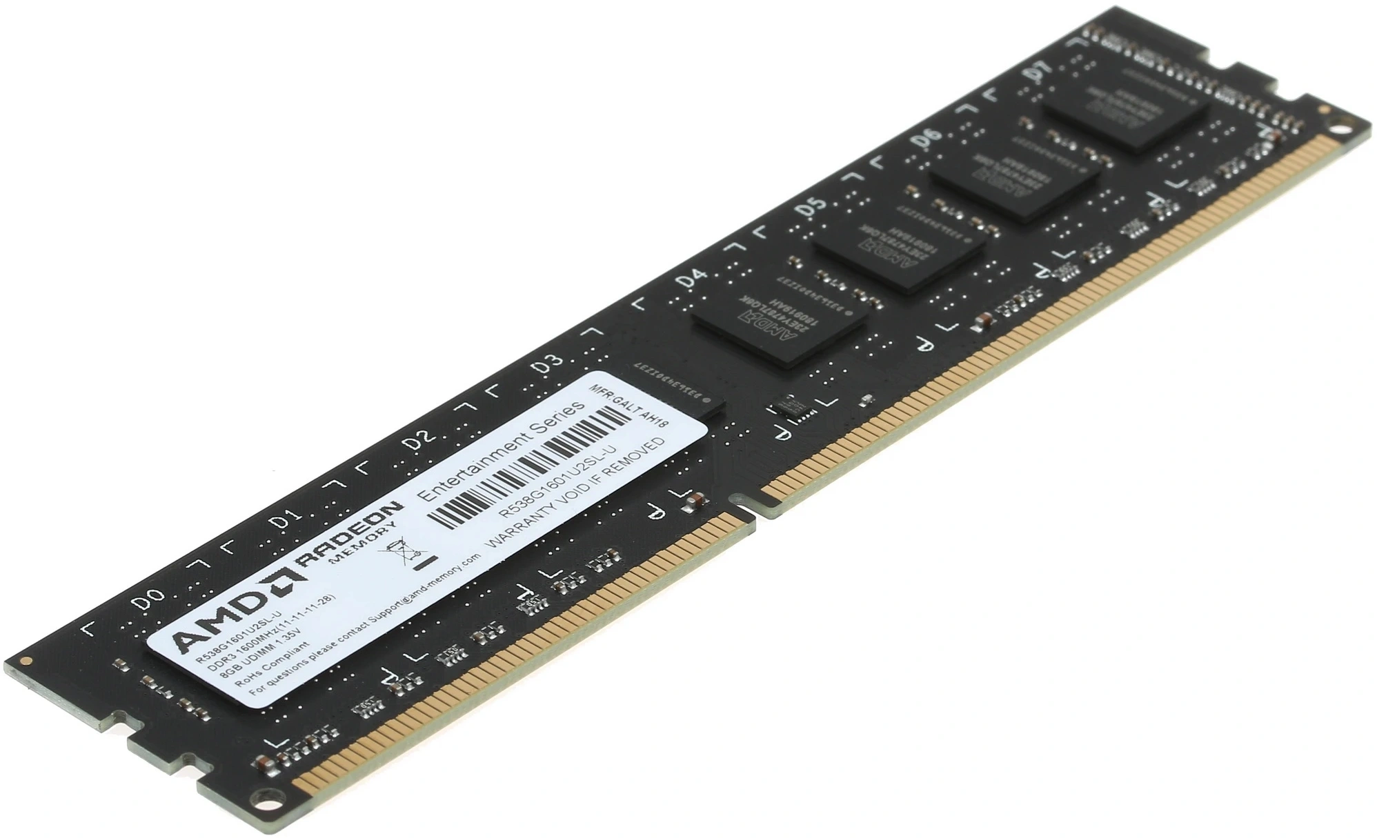 Память DDR3L 8Gb 1600MHz AMD R538G1601U2SL-U RTL PC3-12800 CL11 DIMM 240-pin 1.35В Ret