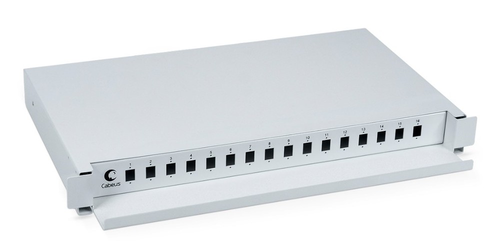 Cabeus ODF-19-16-SC - Кросс бокс оптический 19" на 16 SC (LC duplex) со сплайс-кассетой, выдвижной (без пигтейлов и проходных адаптеров)