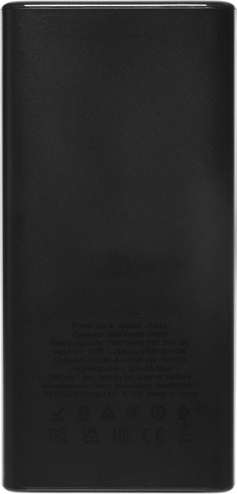 Мобильный аккумулятор Hoco J144A Hymn 30000mAh 2A 2xUSB-A черный (42132)
