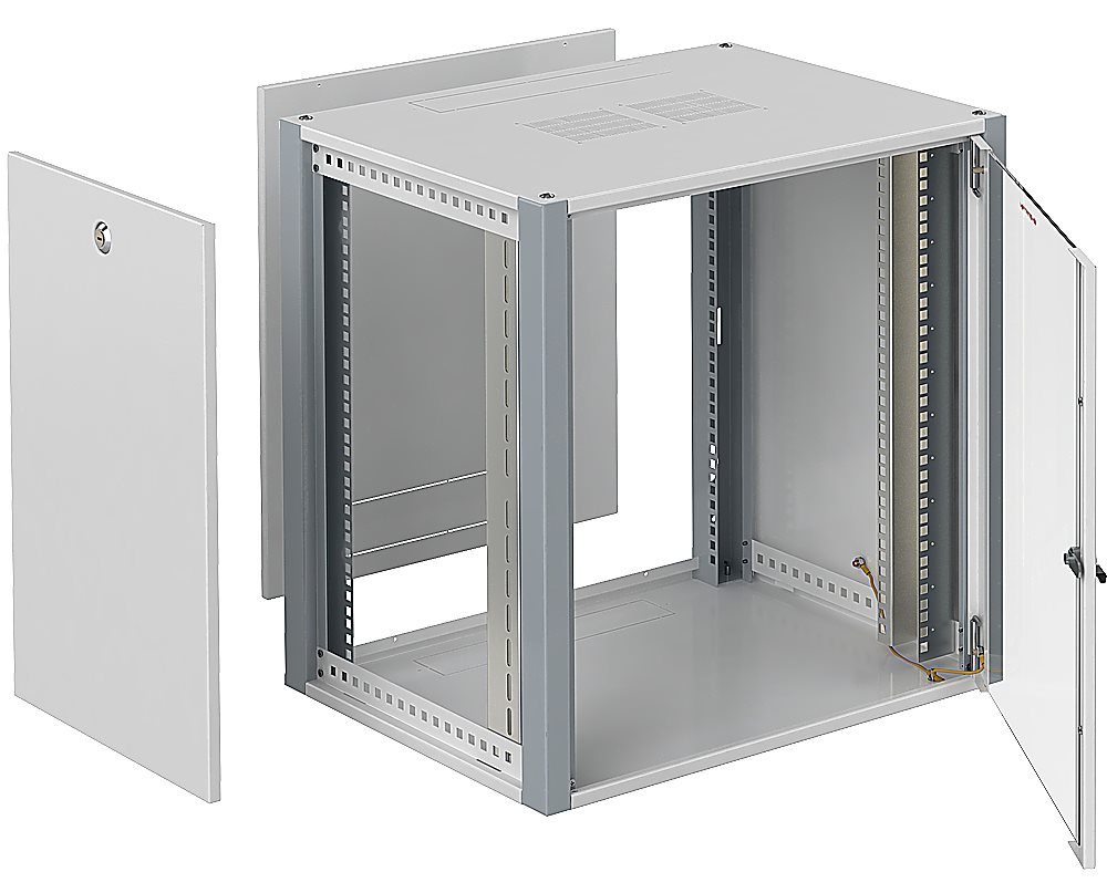 SYSMATRIX WP 6418.710 Шкаф телекоммуникационный настенный 19" 18U 600x450x852mm (ШхГхВ) дверь стекло, цвет серый (RAL 7035/RAL7000)