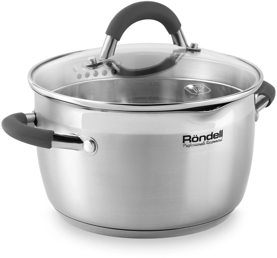 Кастрюля Rondell Flamme RDS-025 5.7л. d=24см (с крышкой) стальной