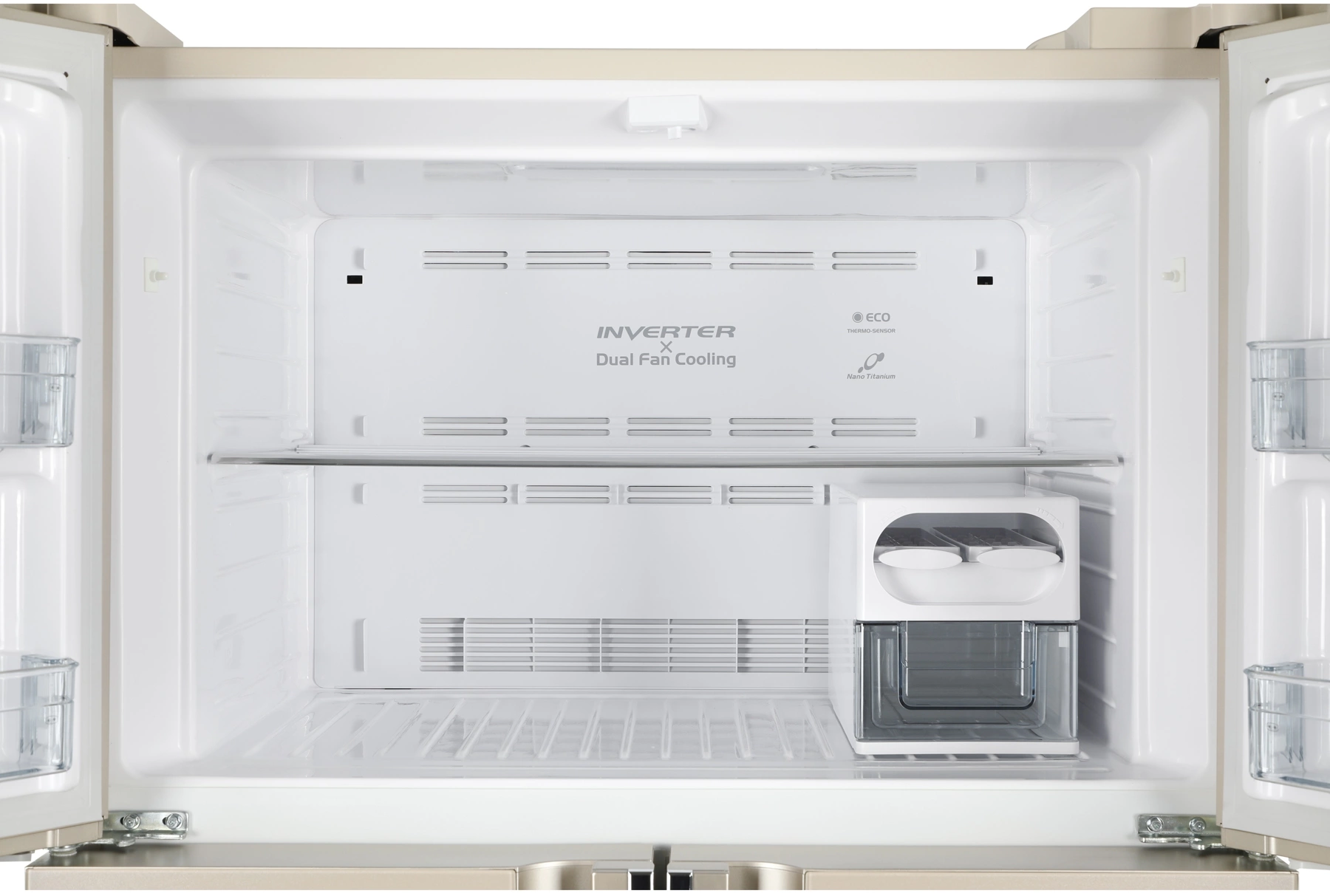 Холодильник Hitachi R-W660PUC7 GBE 2-хкамерн. бежевый стекло инвертер