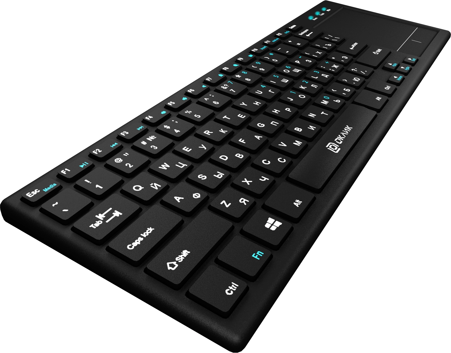 Клавиатура Оклик 830ST черный USB беспроводная slim Multimedia Touch