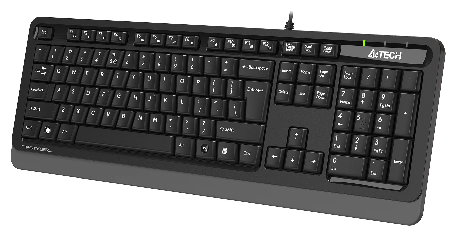 Клавиатура A4Tech FKS10 черный/серый USB (подставка для запястий) (FKS10 GREY) кабель 1.5м