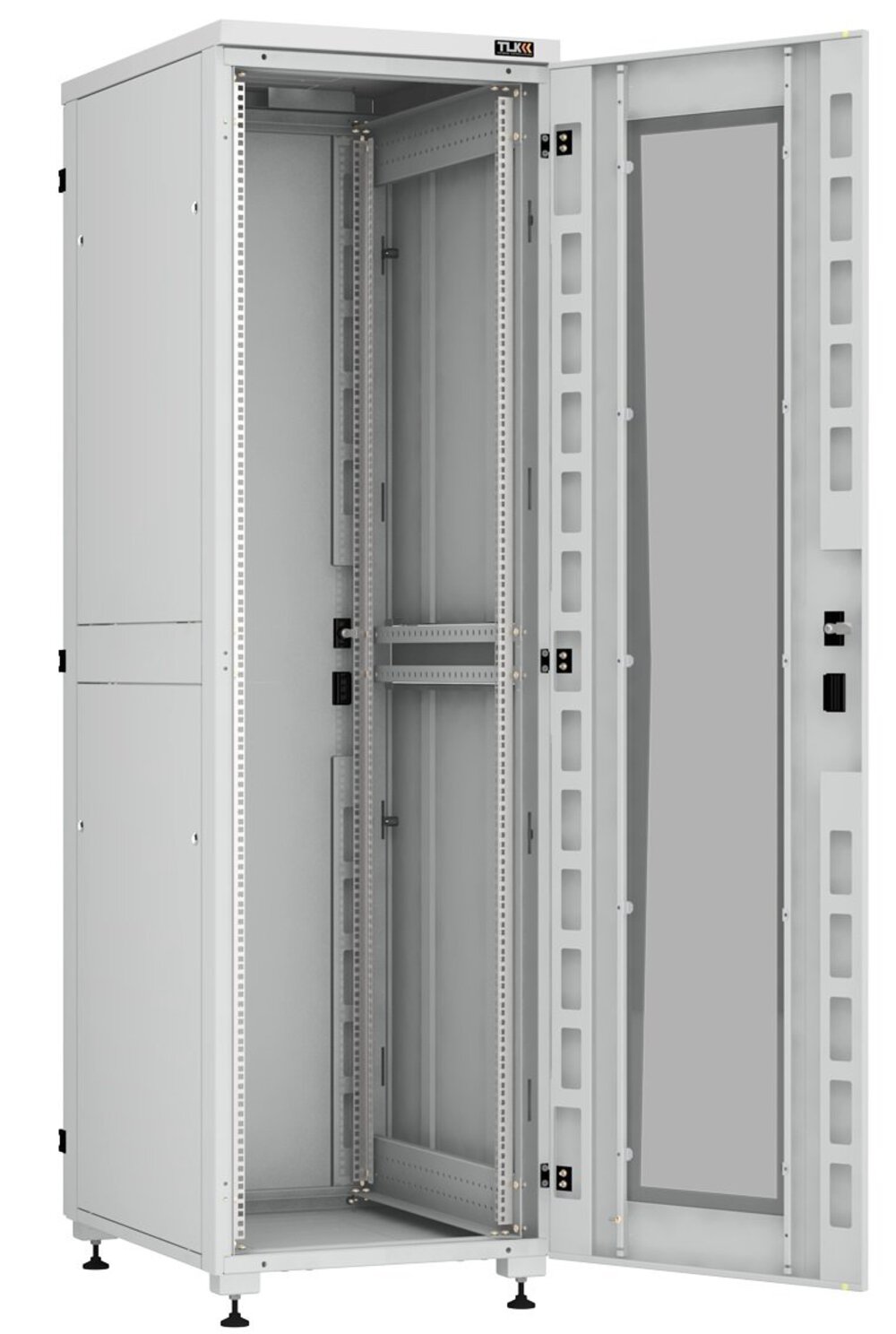 TFI-426080-PHMH-R-BK - Напольный шкаф NIKOMAX Essential Line серии TFI-R 19", 42U, перфорированная дверь, цельнометаллические двухуровневые стенки и задняя дверь, Ш600хВ2042хГ800мм, в разобранном виде, черный RAL9005