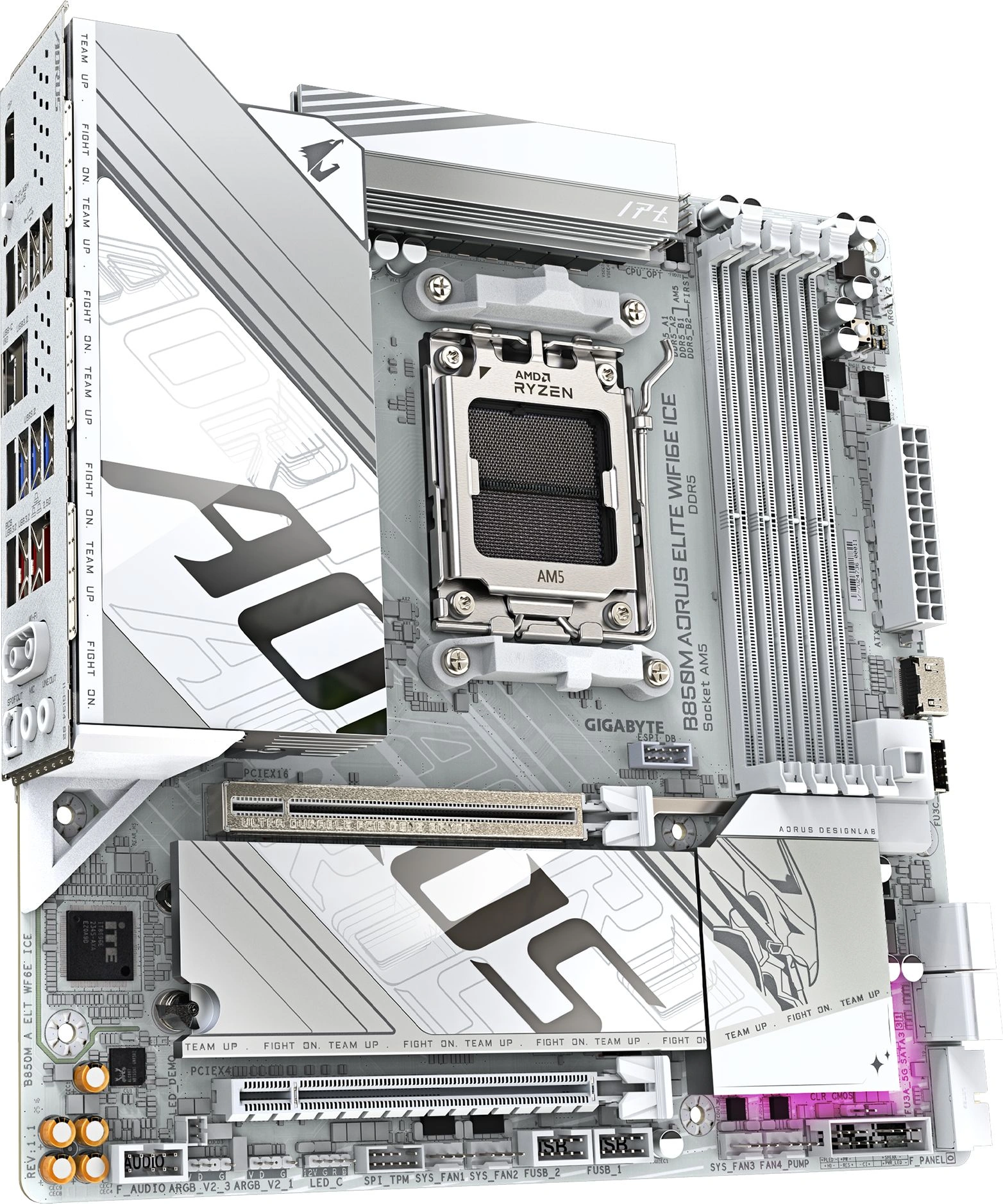 Материнская плата Gigabyte B850M AORUS ELITE WIFI6E ICE Socket AM5 AMD B850 4xDDR5 mATX AC`97 8ch(7.1) 2.5Gg RAID+DP