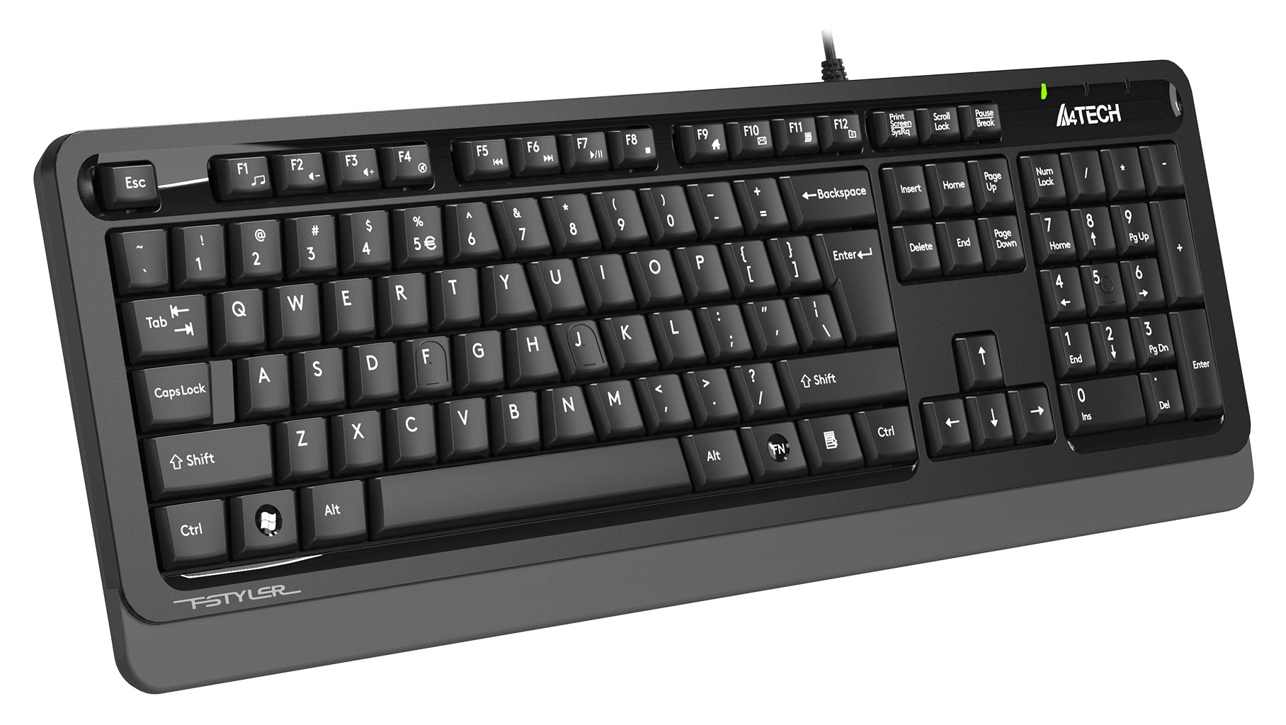 Клавиатура A4Tech FKS10 черный/серый USB (подставка для запястий) (FKS10 GREY) кабель 1.5м