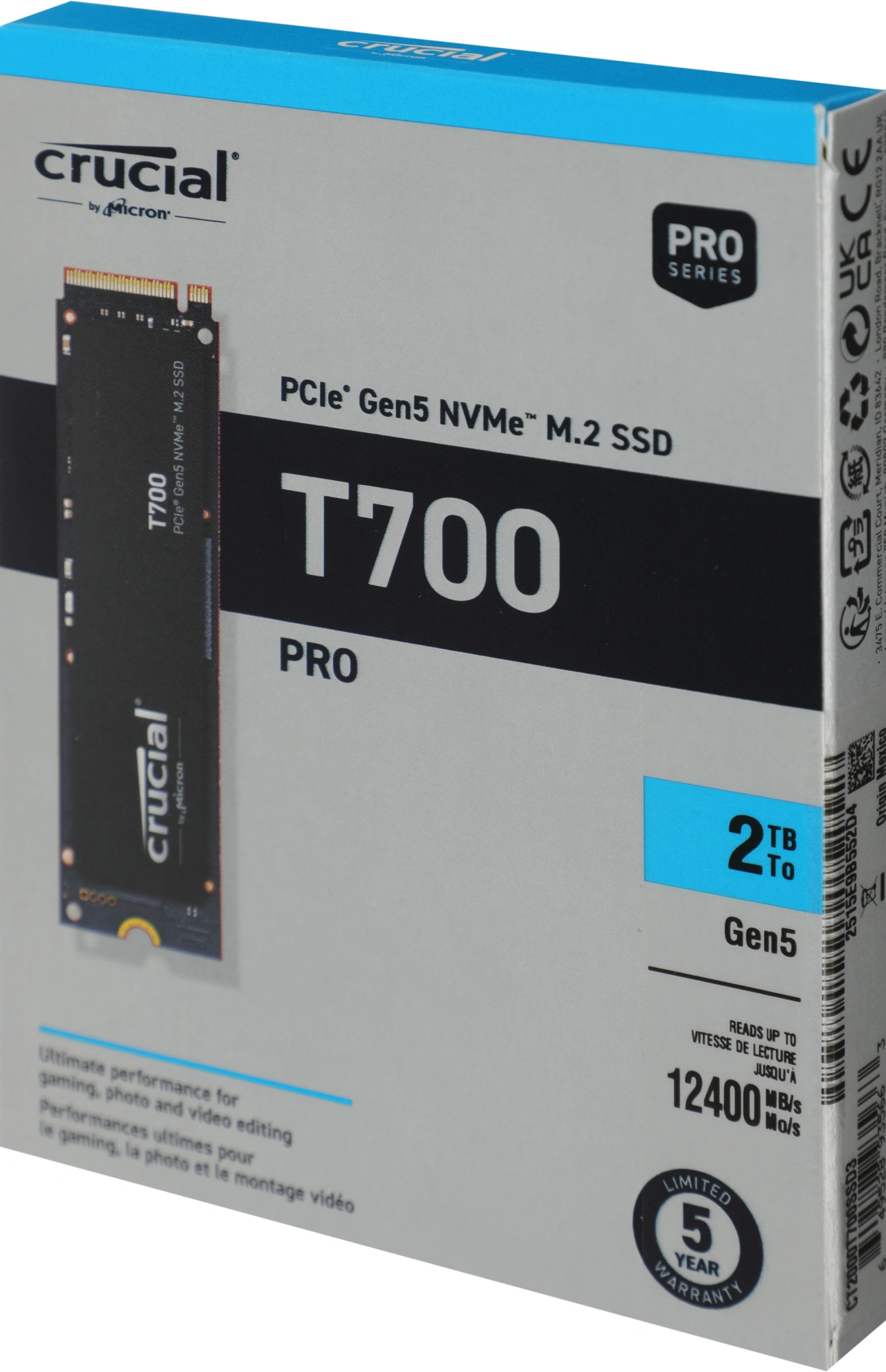 Накопитель SSD Crucial PCIe 5.0 x4 2TB CT2000T700SSD3 T700 M.2 2280