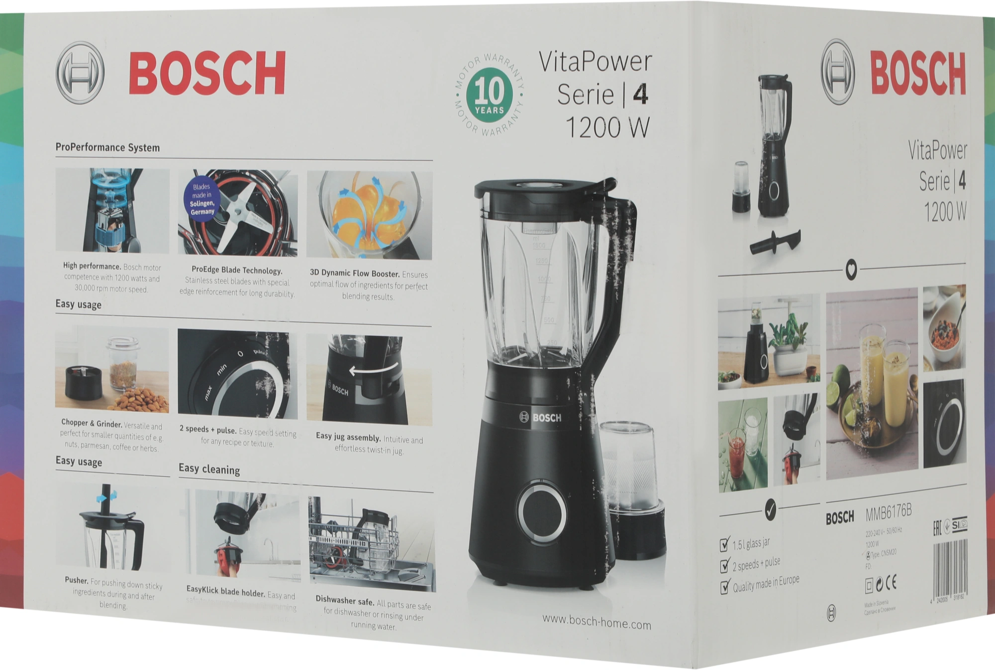 Блендер стационарный Bosch VitaPower Serie 4 MMB6176B 1200Вт черный