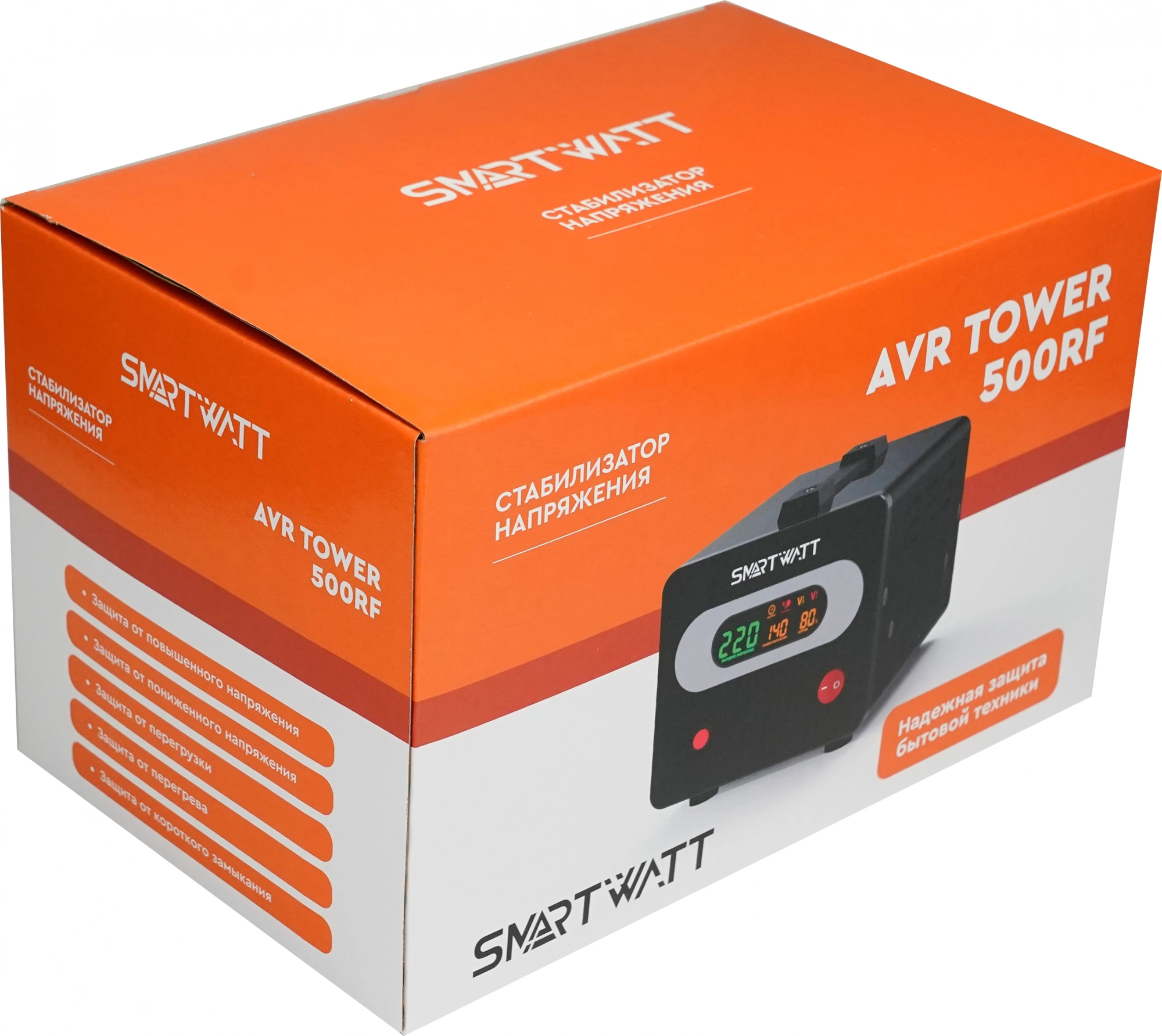 Стабилизатор напряжения Smartwatt AVR Tower 500RF 500ВА черный