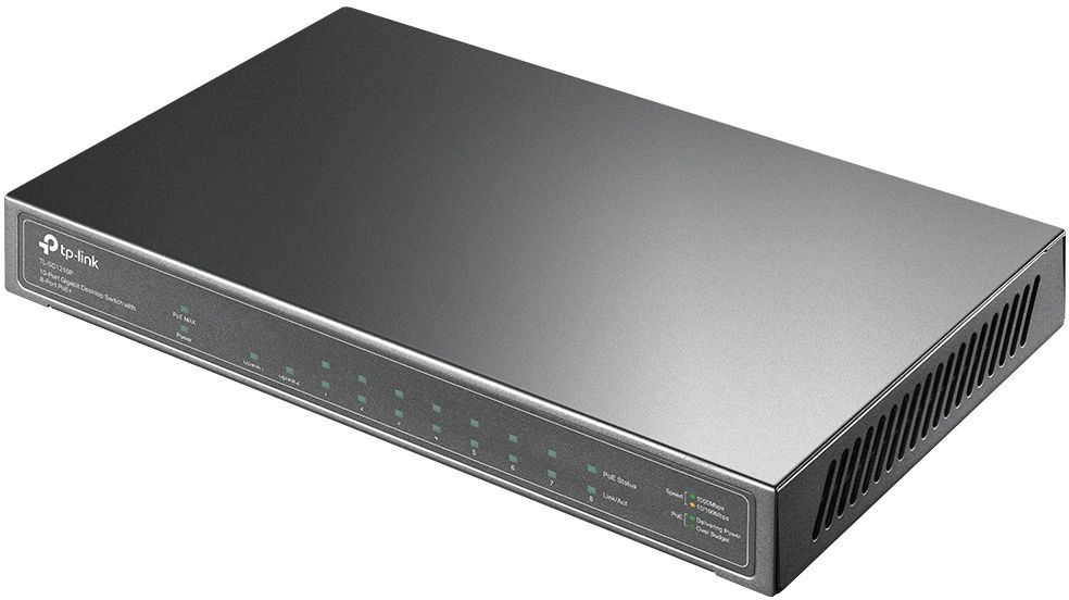 Коммутатор TP-Link TL-SG1210P (L2) 9x1Гбит/с 1SFP 8PoE+ 63W неуправляемый