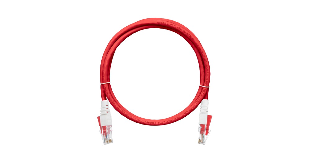 NMC-PC4UD55B-005-CS-RD - Коммутационный шнур NIKOMAX с замком U/UTP 4 пары, Кат.5е (Класс D), 100МГц, 2хRJ45/8P8C, T568B, многожильный, BC (чистая медь), 24AWG (7х0,195мм), LSZH нг(А)-HFLTx, красный, 0,5м