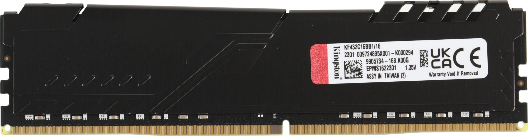 Память DDR4 16Gb 3200MHz Kingston KF432C16BB1/16 Fury Beast Black RTL Gaming PC4-25600 CL16 DIMM 288-pin 1.35В dual rank с радиатором Ret