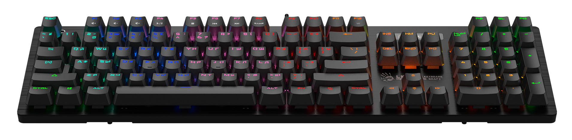 Клавиатура A4Tech B820R механическая черный USB for gamer LED (B820R BLACK (BLUE SWITCH)) кабель 1.8м