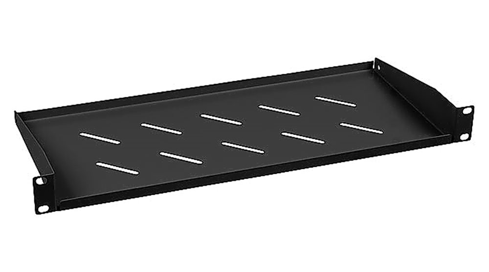 Cabeus SH-J017-1U-200-BK Полка 19" перфорированная консольная 1U глубина 200 мм, цвет черный (RAL 9004)