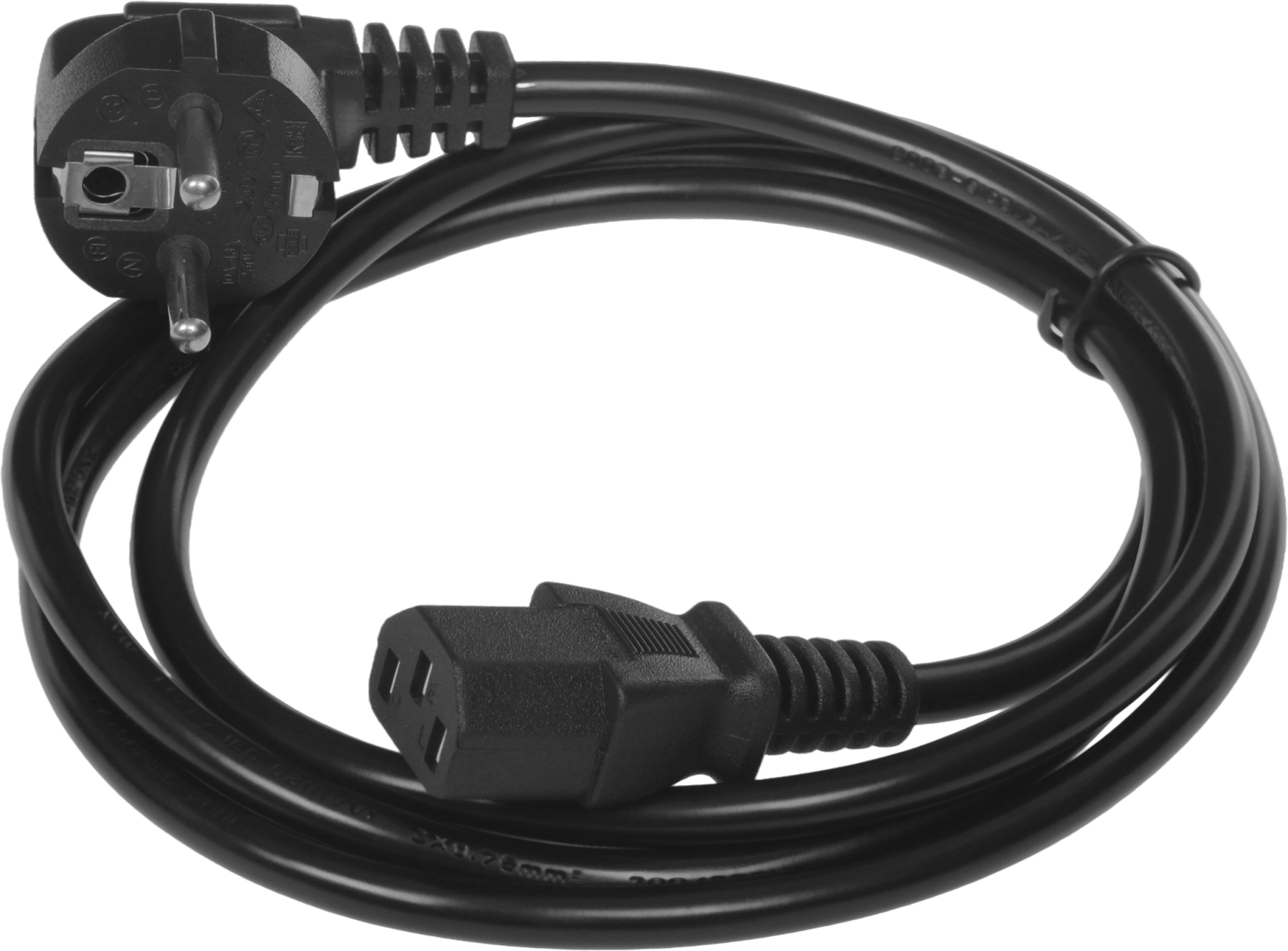 Кабель KingPrice KP-PC-Euro-C13-1.5m Евровилка угловой IEC C13 1.5м черный