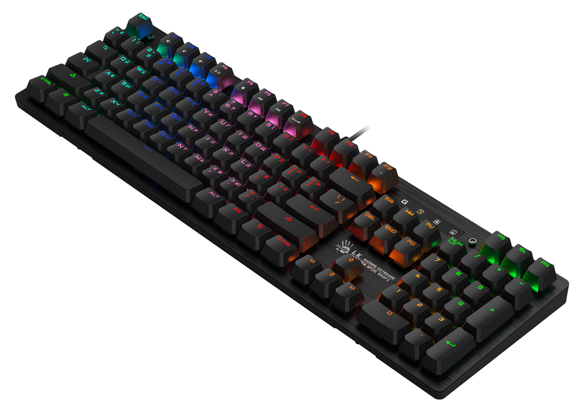Клавиатура A4Tech B820R механическая черный USB for gamer LED (B820R BLACK (BLUE SWITCH)) кабель 1.8м
