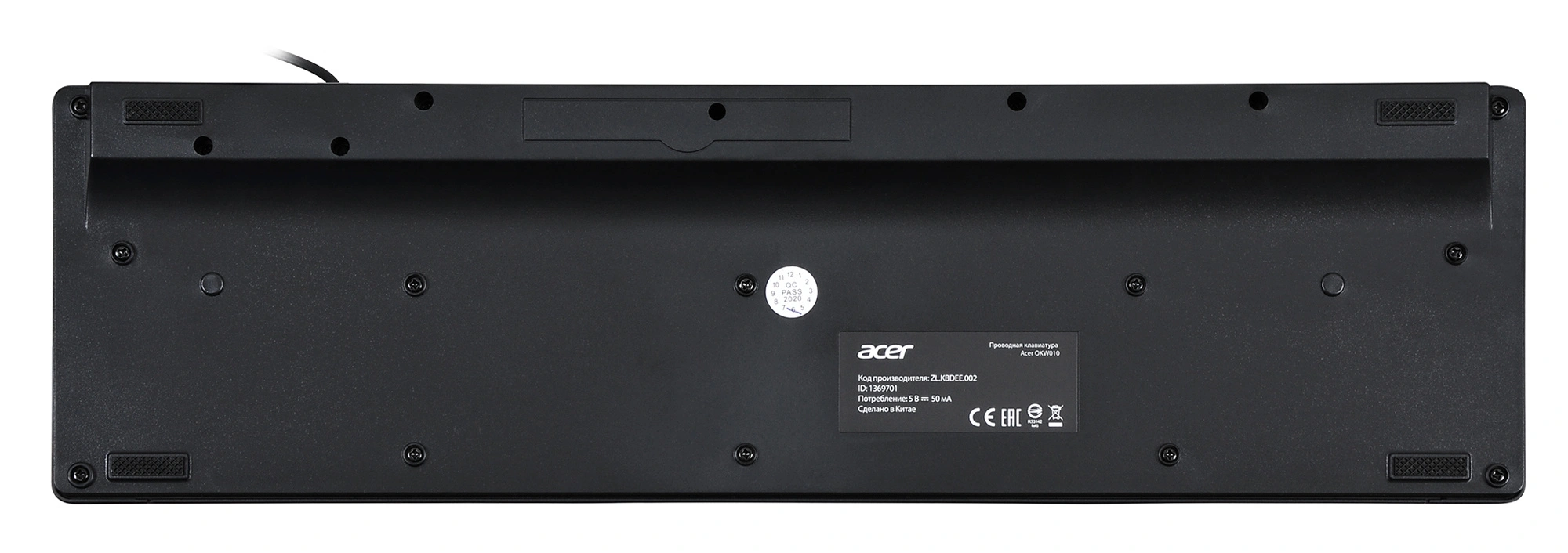 Клавиатура Acer OKW010 черный USB slim Multimedia (ZL.KBDEE.002) кабель 1.45м