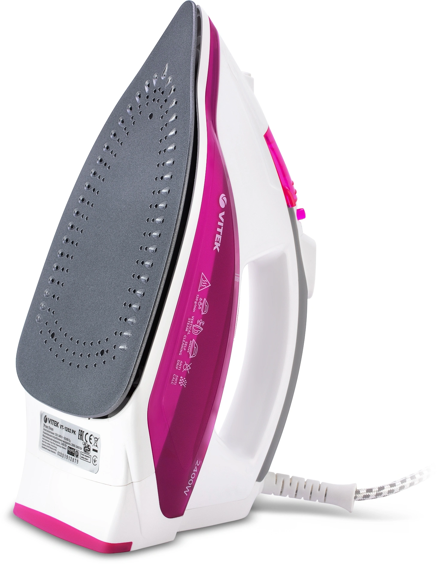 Утюг Vitek VT-1262 2400Вт розовый