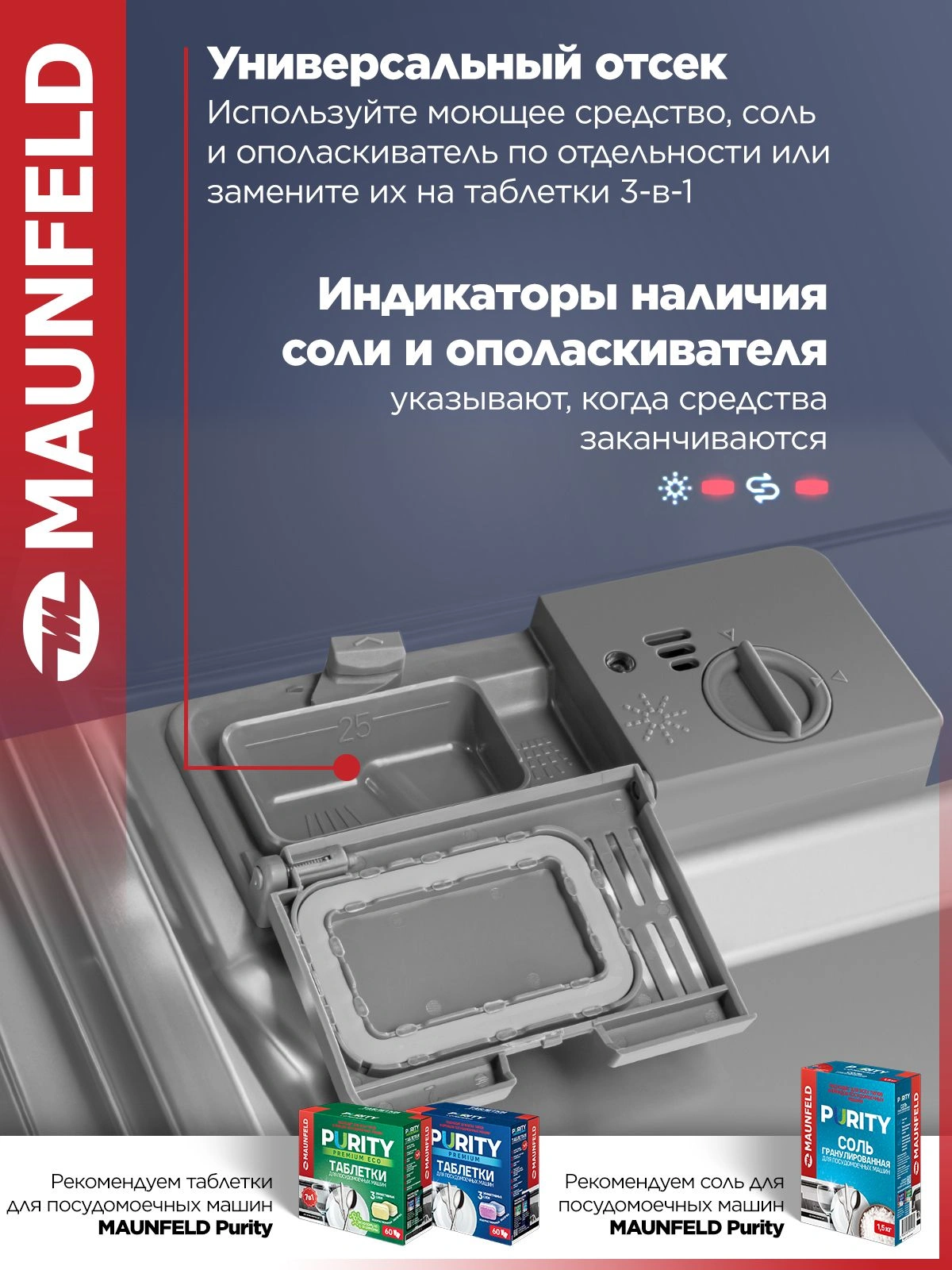 Посудомоечная машина встраив. Maunfeld MLP4249G02 Light Beam 2100Вт узкая