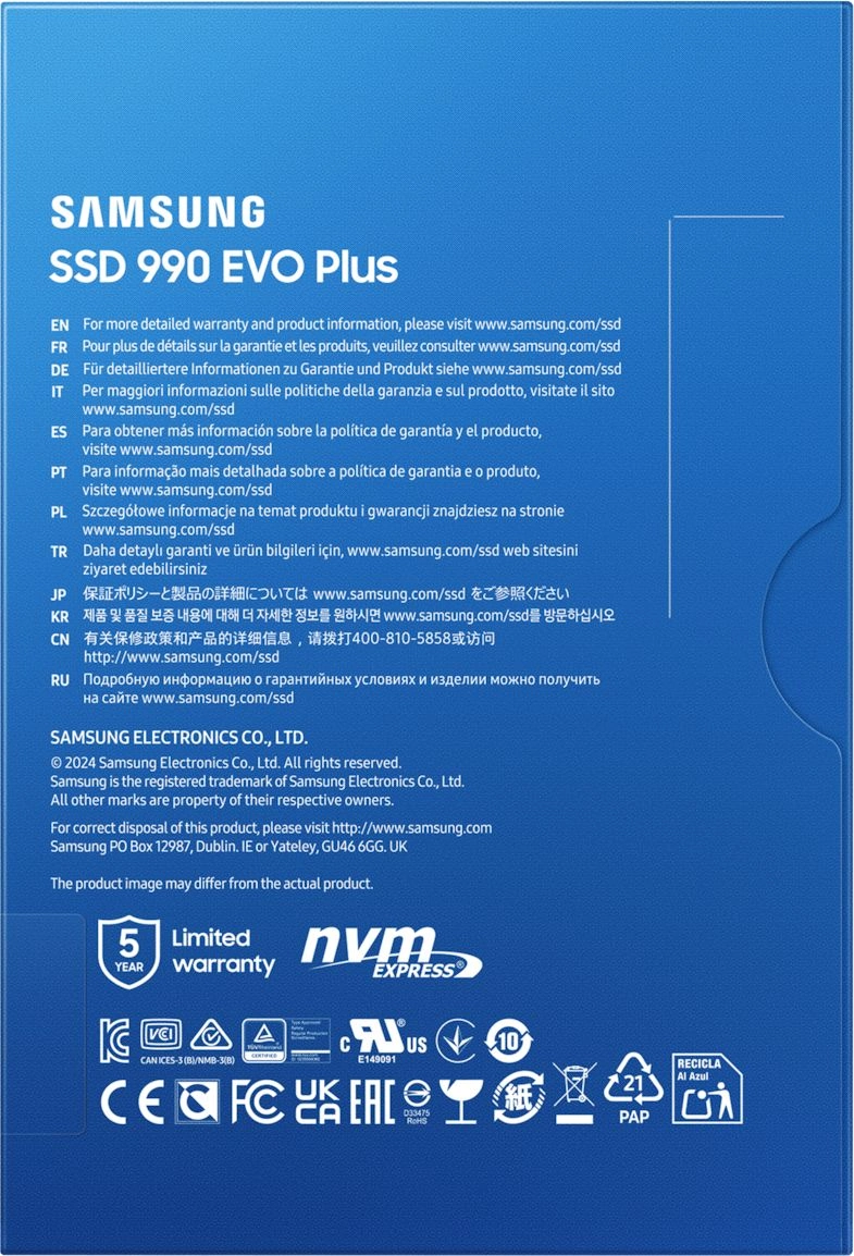 Накопитель SSD Samsung PCIe 4.0 x4 4TB MZ-V9S4T0BW 990 EVO Plus M.2 2280