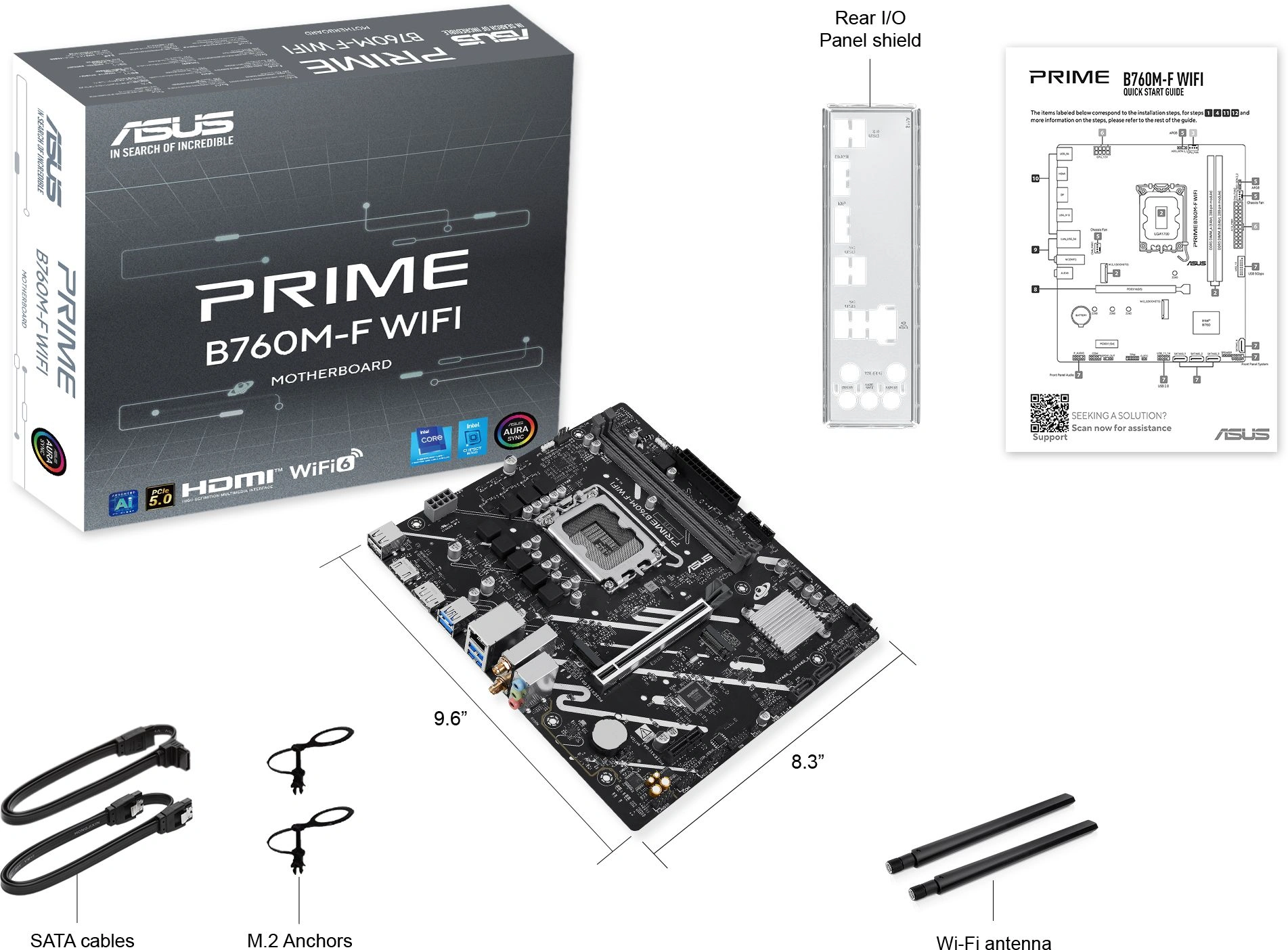 Материнская плата Asus PRIME B760M-F WIFI Soc-1700 Intel B760 2xDDR5 mATX AC`97 8ch(7.1) GbLAN RAID+HDMI+DP