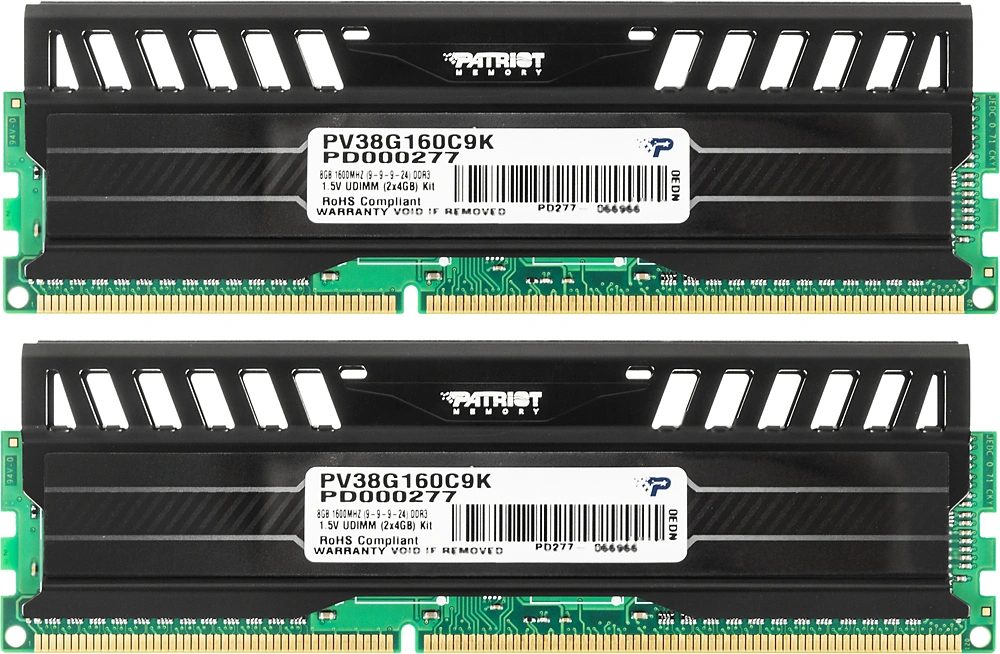 Память DDR3 2x4GB 1600MHz Patriot PV38G160C9K Viper 3 RTL PC3-12800 CL9 DIMM 240-pin 1.5В с радиатором Ret