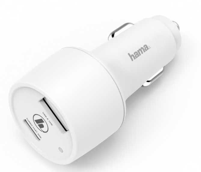 Автомобильное зар./устр. Hama H-183322 42W 3A (PD+QC) USB/USB Type-C универсальное белый (00183322)