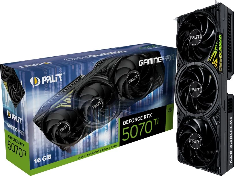 Видеокарта Palit PCI-E 5.0 PA-RTX5070Ti GAMINGPRO V1 NVIDIA GeForce RTX 5070TI 16Gb 256bit GDDR7 2295/28000 HDMIx1 DPx3 HDCP Ret