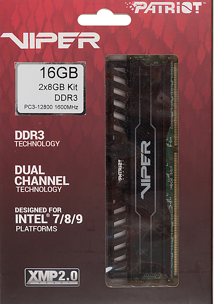 Память DDR3 2x8Gb 1600MHz Patriot PV316G160C0K Viper 3 RTL PC3-12800 CL10 DIMM 240-pin 1.5В dual rank с радиатором Ret