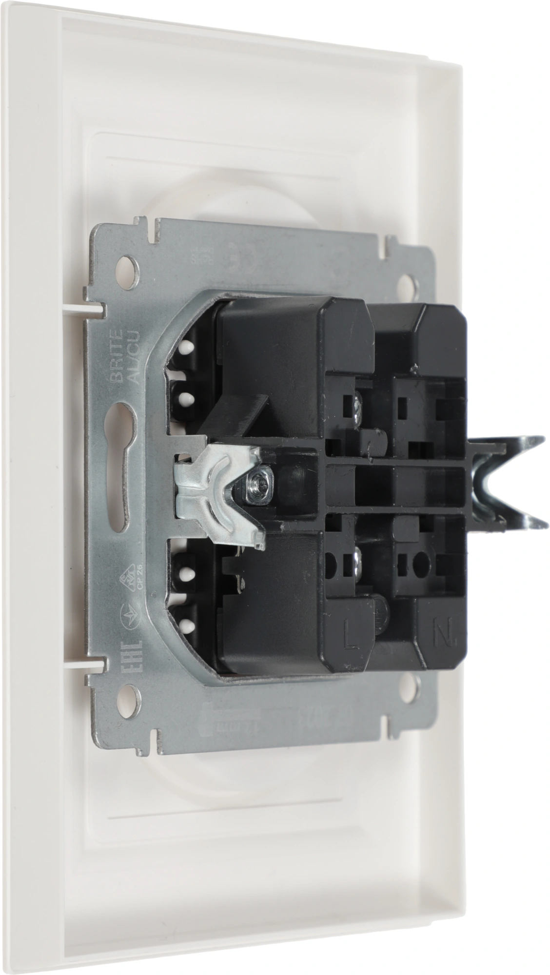Розетка силов. IEK Brite РС12-2-БрБ BR-R20-10-K01-F 2розет. двойн. скрыт. IP20 белый (упак.:1шт)