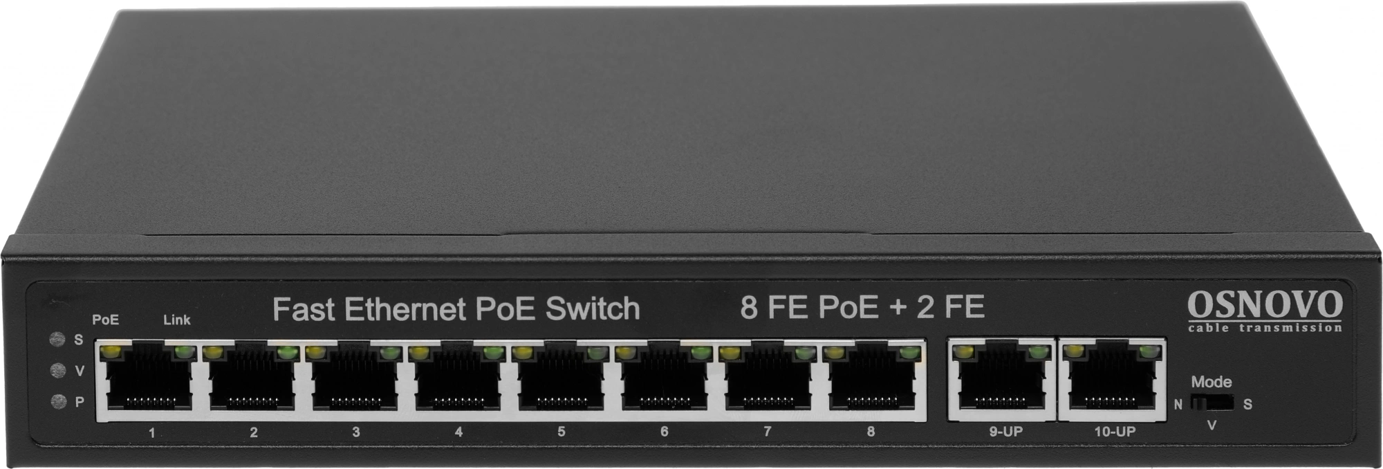 Коммутатор Osnovo SW-21000(120W) (L2) 10x100Мбит/с 8PoE 120W неуправляемый