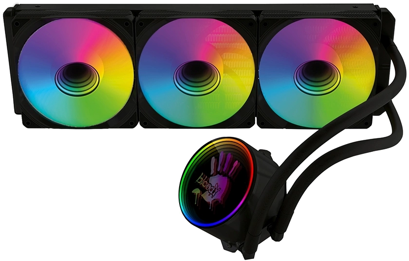 Система водяного охлаждения Bloody BD-LC360ARGB1 ARGB Soc-AM5/AM4/1200/1700/1851 черный 4-pin 22-35dB Al+Cu LCD 300W 1500gr Ret (BD-LC360ARGB1-BK)