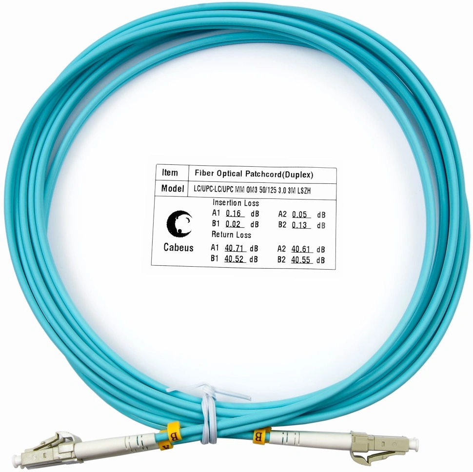 Патч-корд Cabeus FOP-50-LC-LC-3M 2x50/125 OM3 LC дуплекс-LC дуплекс 3м LSZH бирюзовый