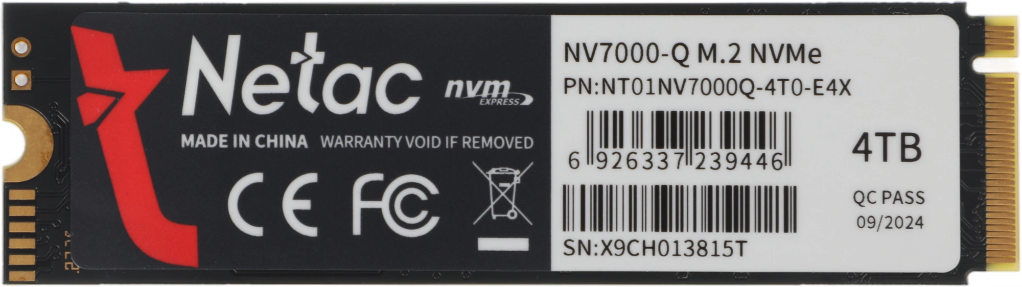 Накопитель SSD Netac PCIe 4.0 x4 4TB NT01NV7000Q-4T0-E4X NV7000Q M.2 2280