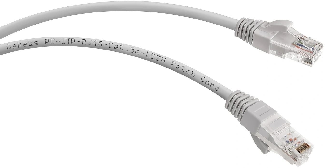 Патч-корд Cabeus PC-UTP-RJ45-CAT.5E-2M-LSZH U/UTP RJ-45 вил.-вилка RJ-45 кат.5E 2м серый LSZH