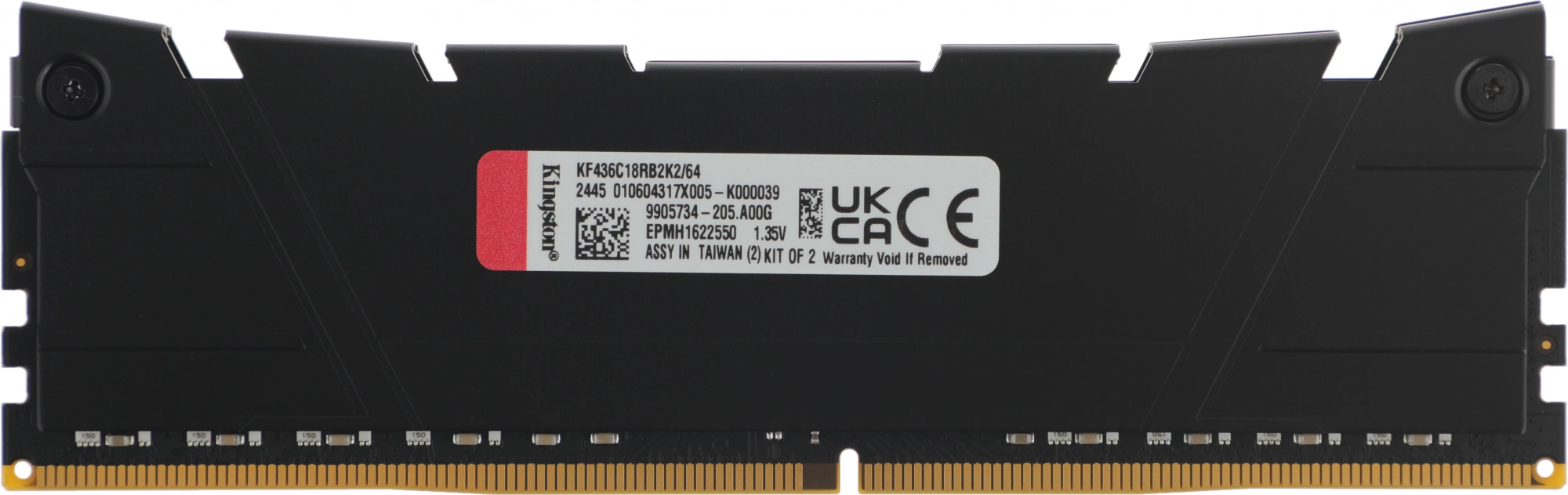 Память DDR4 2x32GB 3600MHz Kingston KF436C18RB2K2/64 Fury Renegade Black RTL Gaming PC4-28800 CL18 DIMM 288-pin 1.35В dual rank с радиатором Ret
