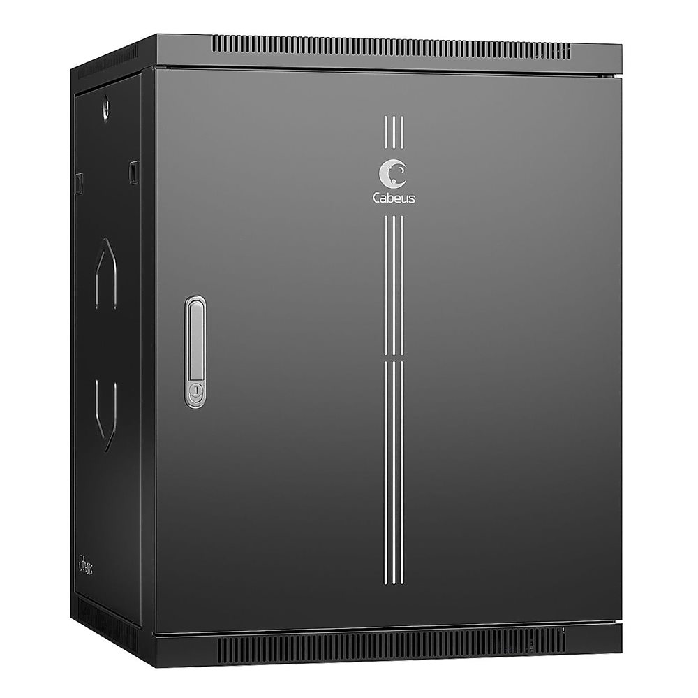 Cabeus SH-05F-15U60/60m-R-BK - Шкаф телекоммуникационный настенный 19" 15U 600x600x769mm (ШхГхВ) дверь металл, цвет черный (RAL 9004)