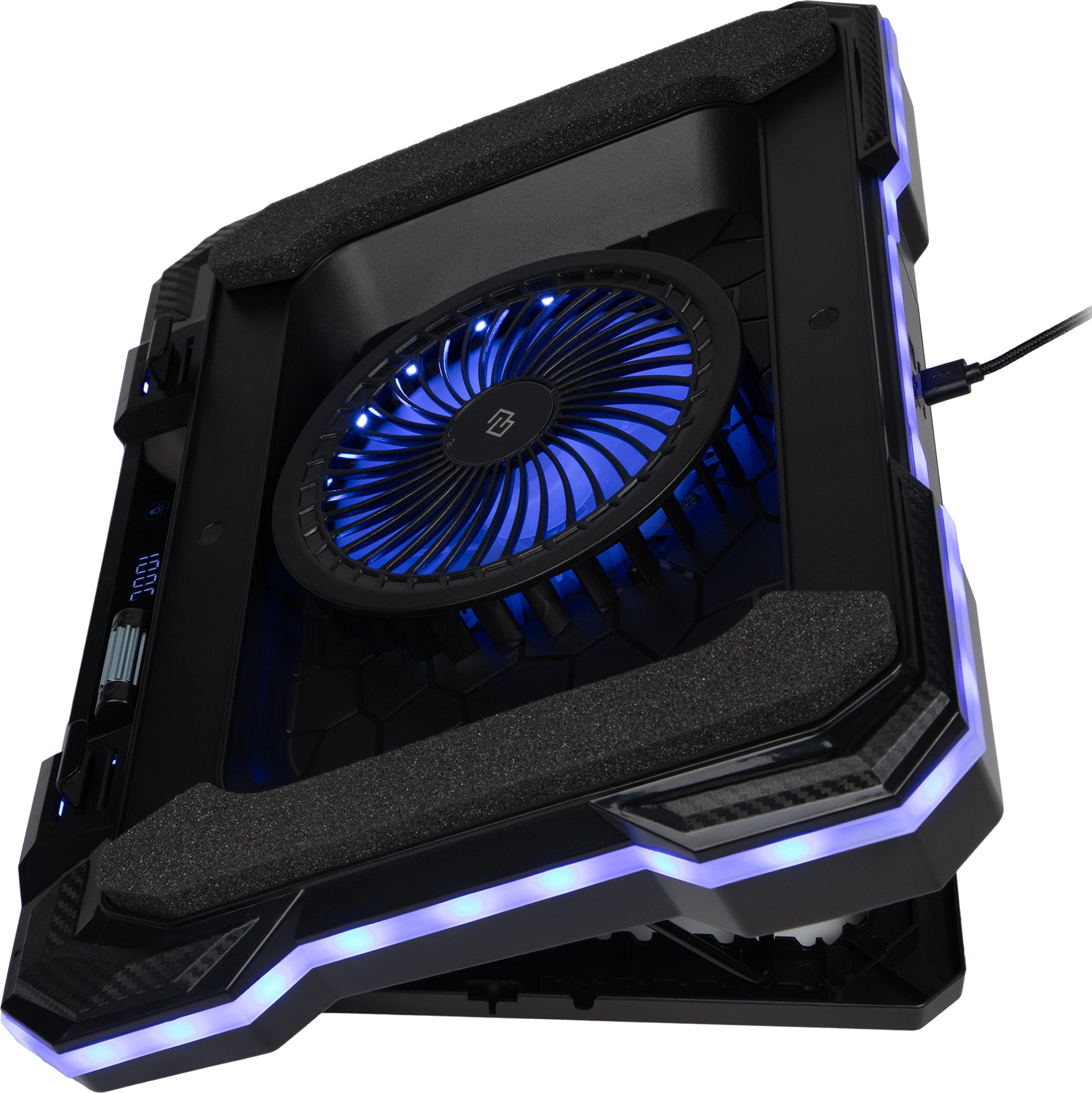 Подставка для ноутбука Digma D-NCP190-1x100RGB 19" 428x316x58мм 52дБ 2xUSB 1x 140ммFAN 1280г Fan-control металл/пластик черный