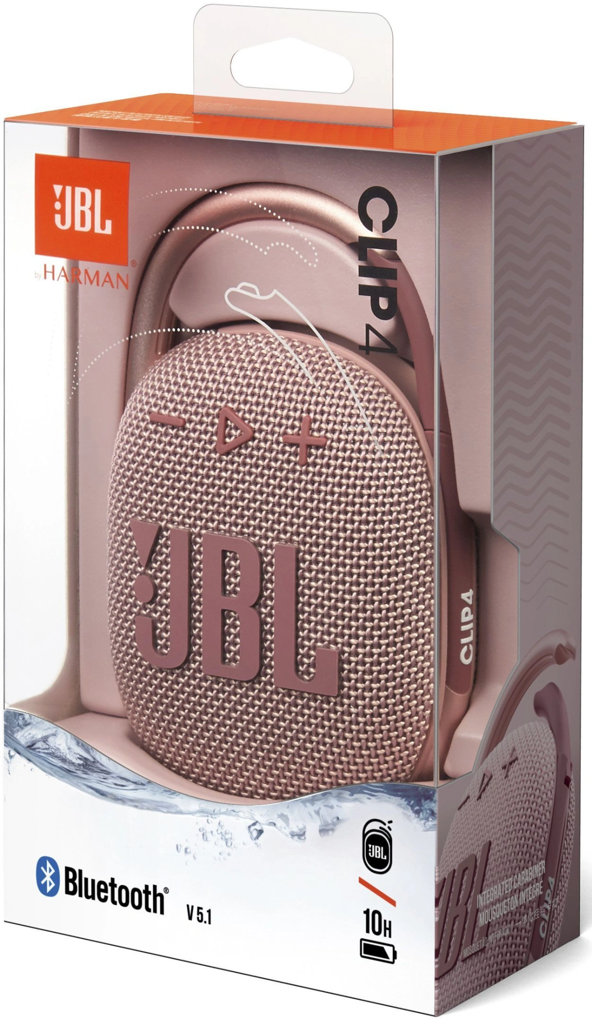 Колонка порт. JBL Clip 4 розовый 5W 1.0 BT 15м 500mAh (JBLCLIP4PINK)